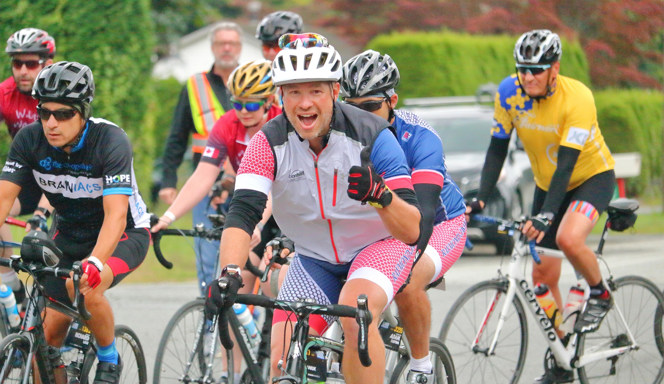 Bicyclists riding at a fundraising event