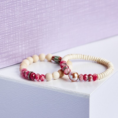 Beaded bracelets in a welcome wedding gift box