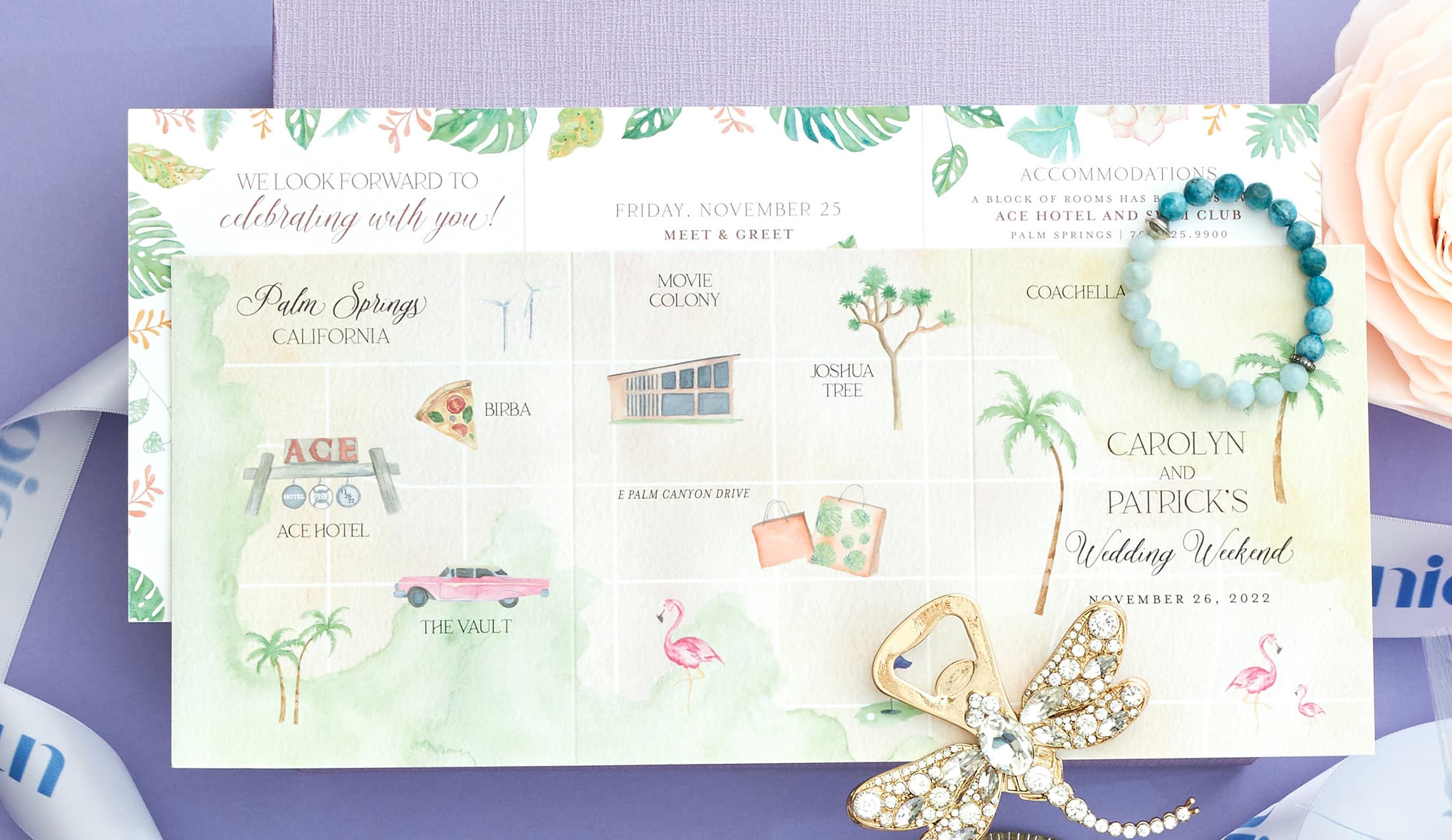 Custom designed map for a destination wedding