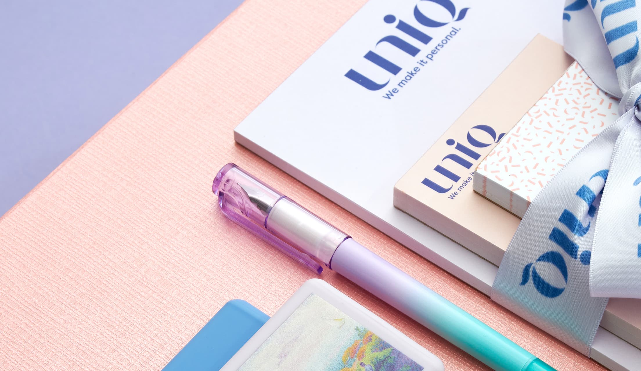 Stationary bundle with custom logo and ribbon